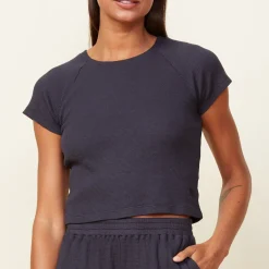 MONROW Baby Thermal Fitted Cap Sleeve Tee FADEDBLACK Sale